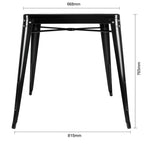 Table bistro carrée en acier Bolero noire 660 mm