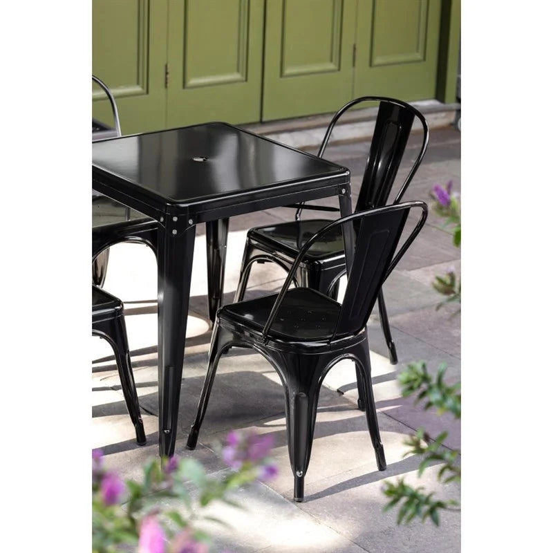 Table bistro carrée en acier Bolero noire 660 mm