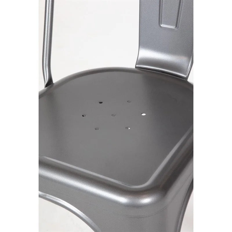 Chaises d’appoint Bolero Bistro en acier gris Gun Metal (lot de 4)