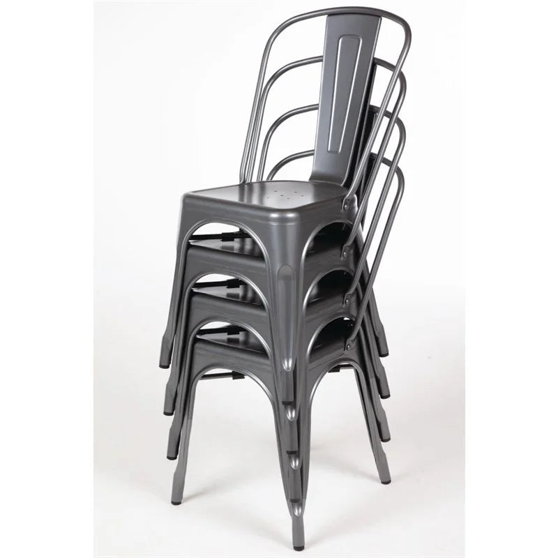 Chaises d’appoint Bolero Bistro en acier gris Gun Metal (lot de 4)