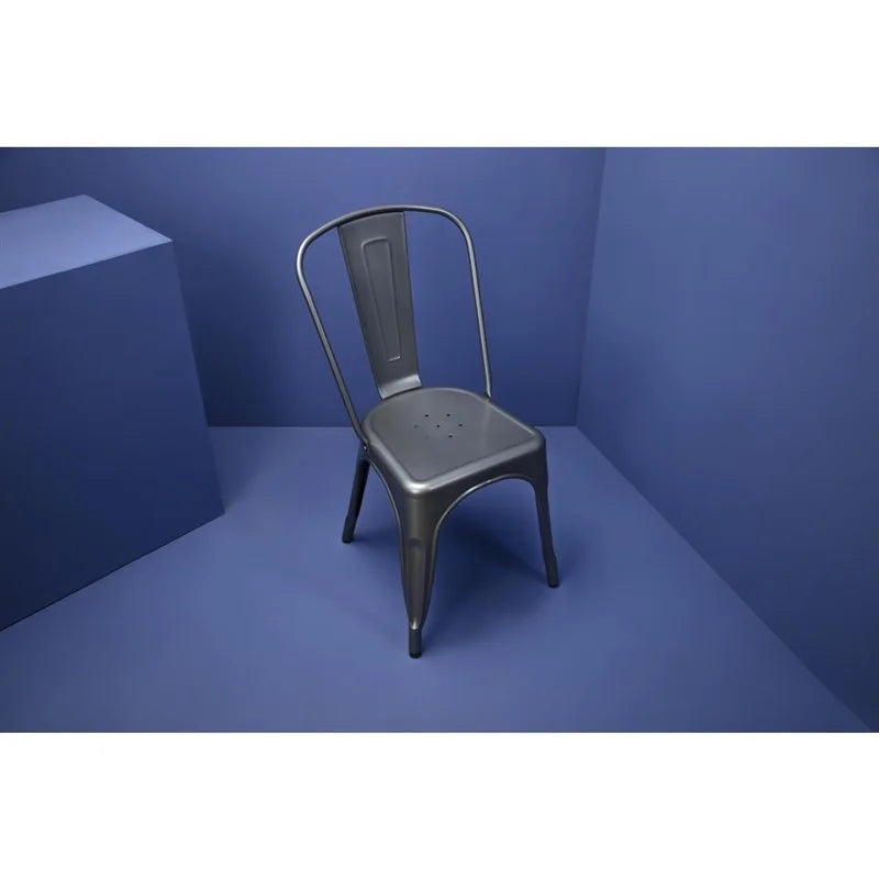 Chaises d’appoint Bolero Bistro en acier gris Gun Metal (lot de 4)