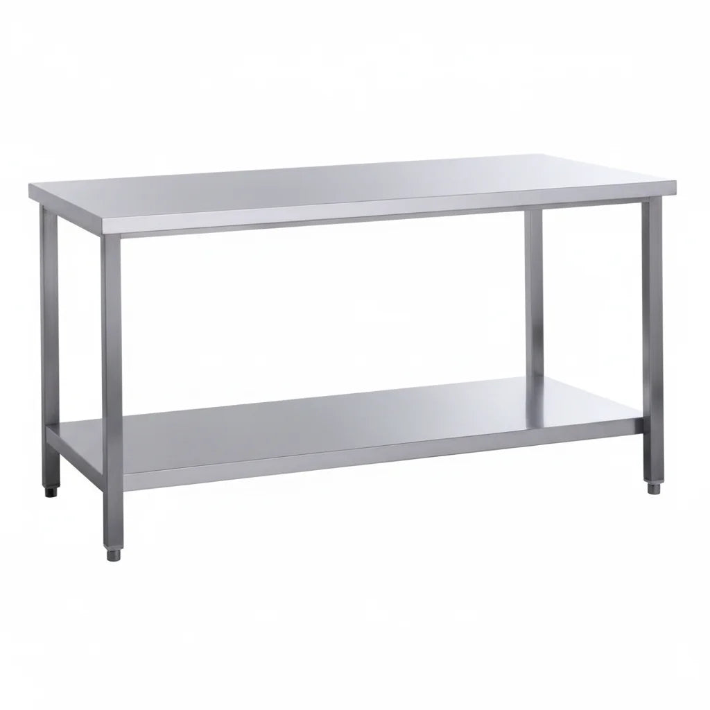 Table de travail en inox Eco 15x6 avec tablette inférieure