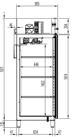 Armoire de congélation professionnelle PROFI 1400 GN 2/1 Superior avec 2 portes vitrées, 1168 litres de volume de congélation, Made in Europe