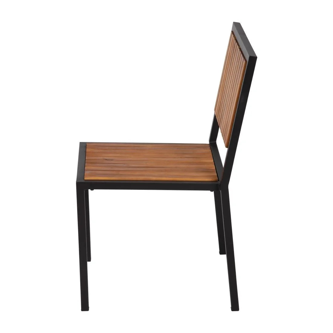 Chaises Bolero en acier et bois d’acacia sans accoudoirs - lot de 4