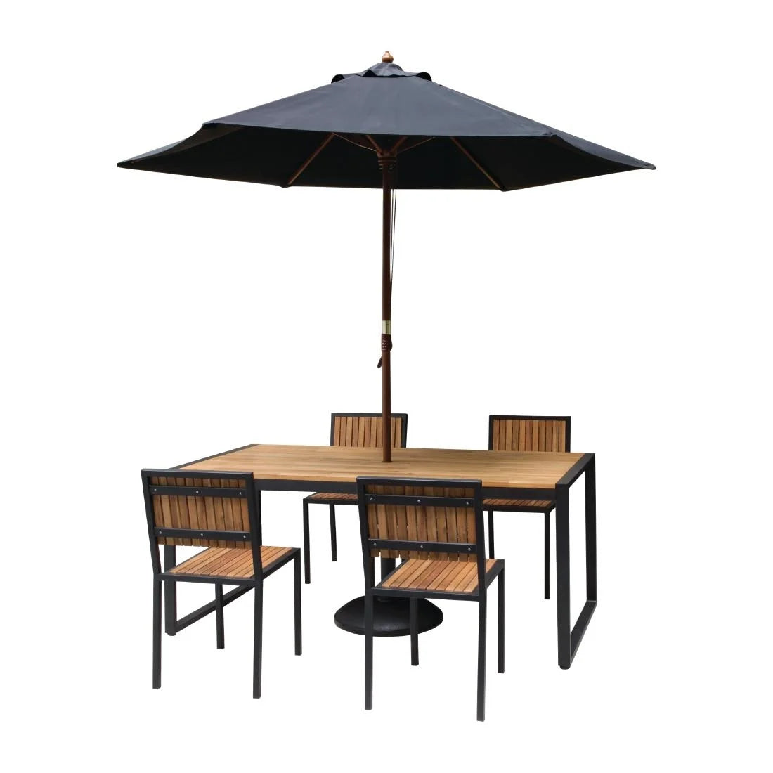Chaises Bolero en acier et bois d’acacia sans accoudoirs - lot de 4