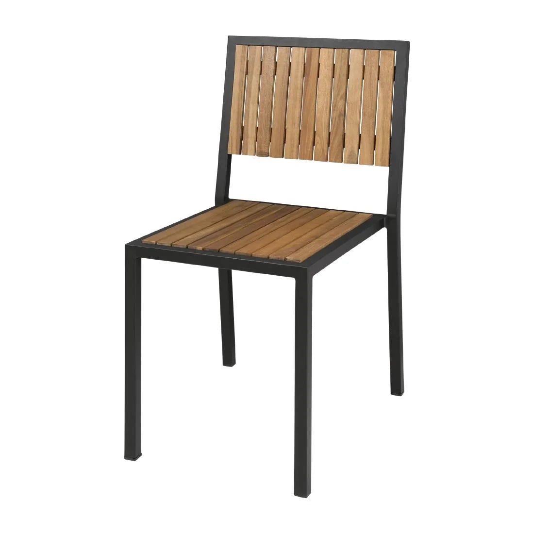 Chaises Bolero en acier et bois d’acacia sans accoudoirs - lot de 4