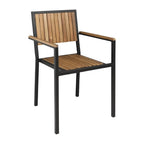 Chaises Bolero en acier et bois d’acacia avec accoudoirs - lot de 4