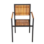 Chaises Bolero en acier et bois d’acacia avec accoudoirs - lot de 4