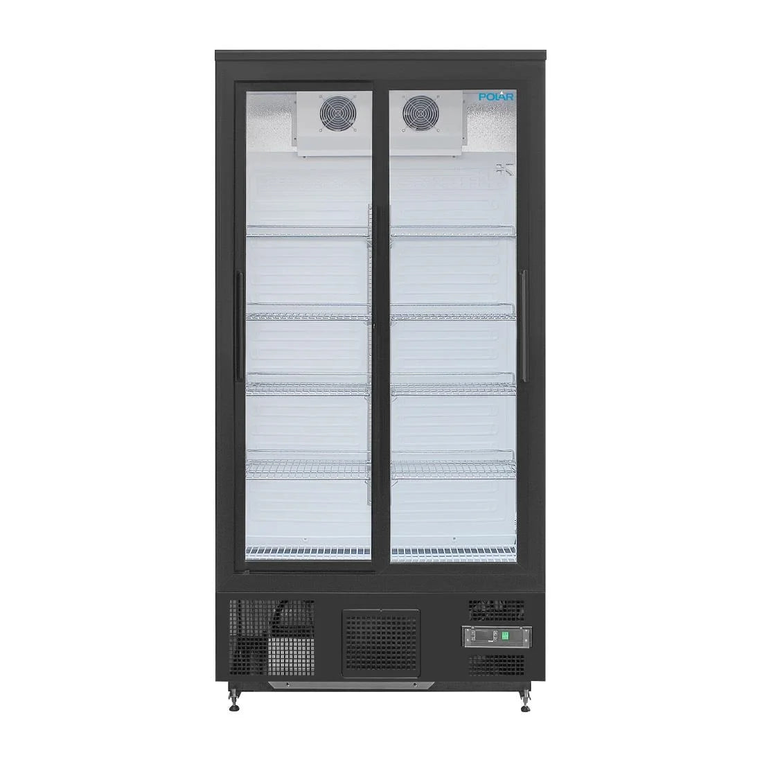 Armoire à boissons Polar 490 noire - avec 2 portes coulissantes