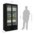 Armoire à boissons Polar 490 noire - avec 2 portes coulissantes