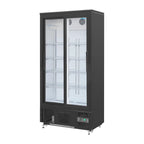 Armoire à boissons Polar 490 noire - avec 2 portes coulissantes