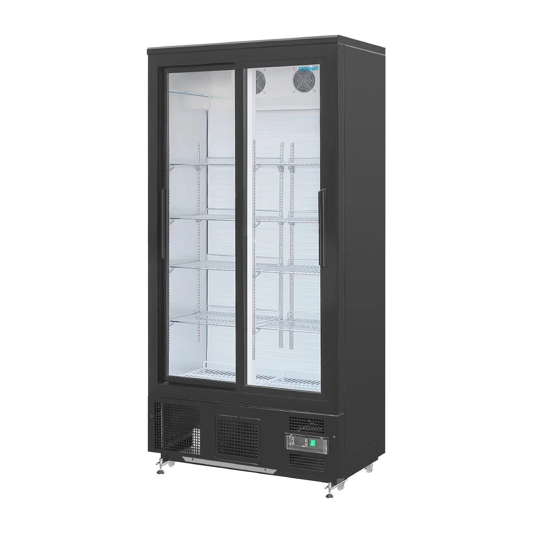 Armoire à boissons Polar 490 noire - avec 2 portes coulissantes