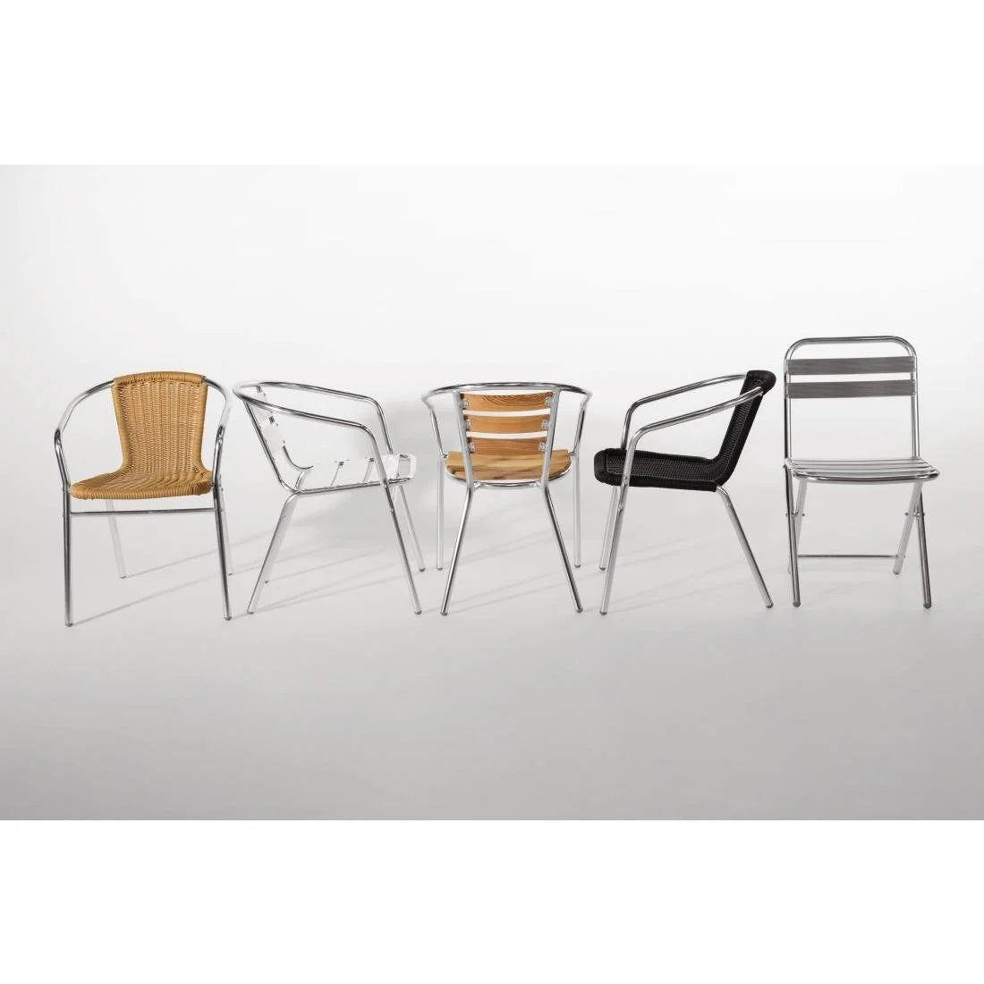 Chaises bistrot Bolero en aluminium avec accoudoir arrondi - 4 pièces