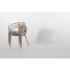 Fauteuils empilables Bolero en aluminium et bois de frêne - 4 pièces