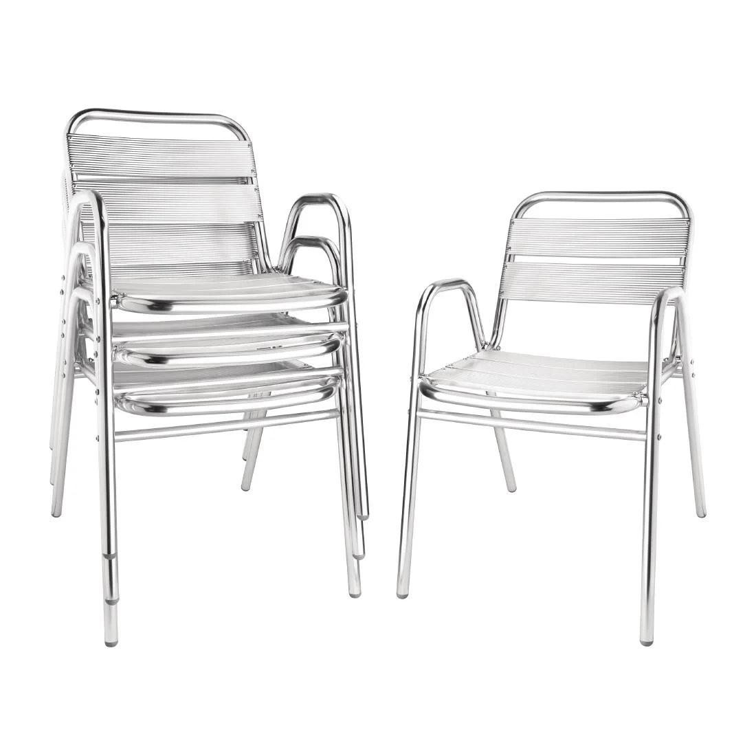 Chaises de bistrot Bolero avec accoudoirs en aluminium - 4 pièces
