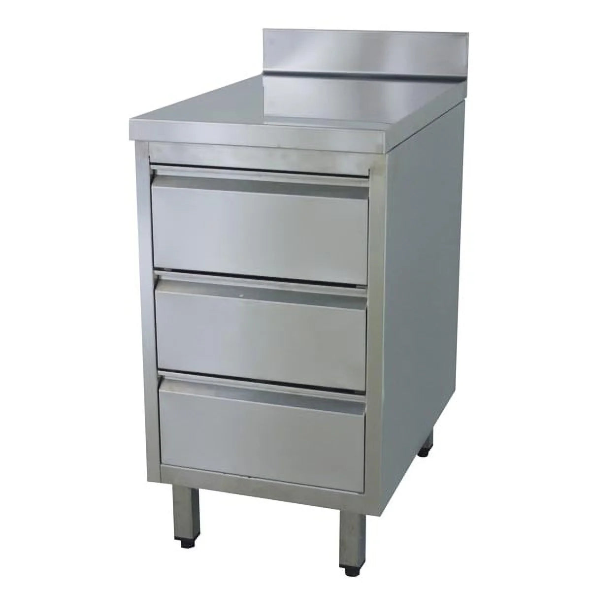 Meuble à tiroirs en inox ECO 3 tiroirs 700 avec dosseret