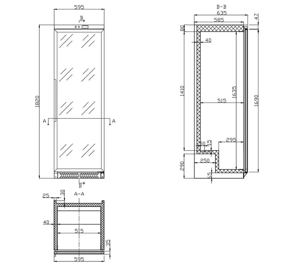 Armoire réfrigérée ECO 380 Litres de volume réfrigéré, avec 1 porte vitrée, verrouillable, LED, blanc