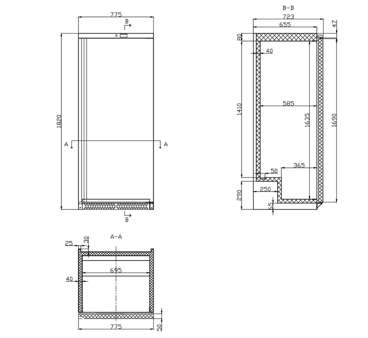 Armoire réfrigérée ECO – volume réfrigéré 590 litres, avec 1 porte, verrouillable, blanche