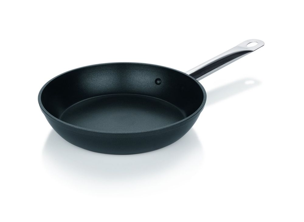 Poêle en fonte d'aluminium avec poignée en acier chromé nickelé (CNS) pour cuisinières à induction, 28cm