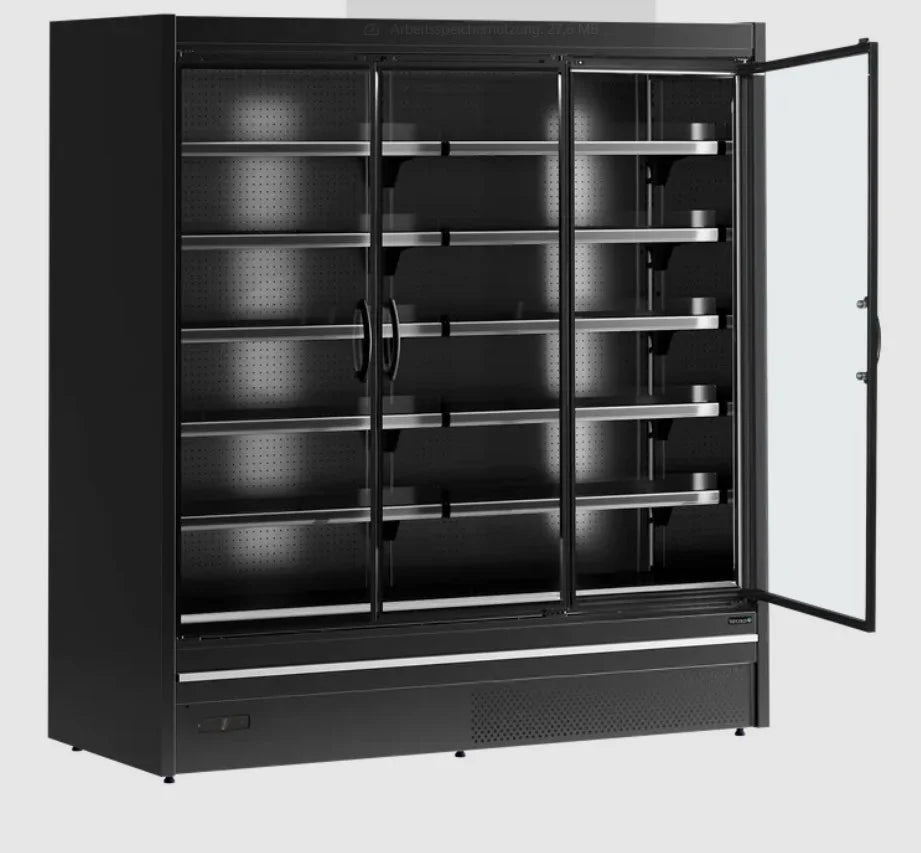 Tefcold Vitrine murale réfrigérée de supermarché Multideck MDCA1875HB-2 noire, 1955 mm