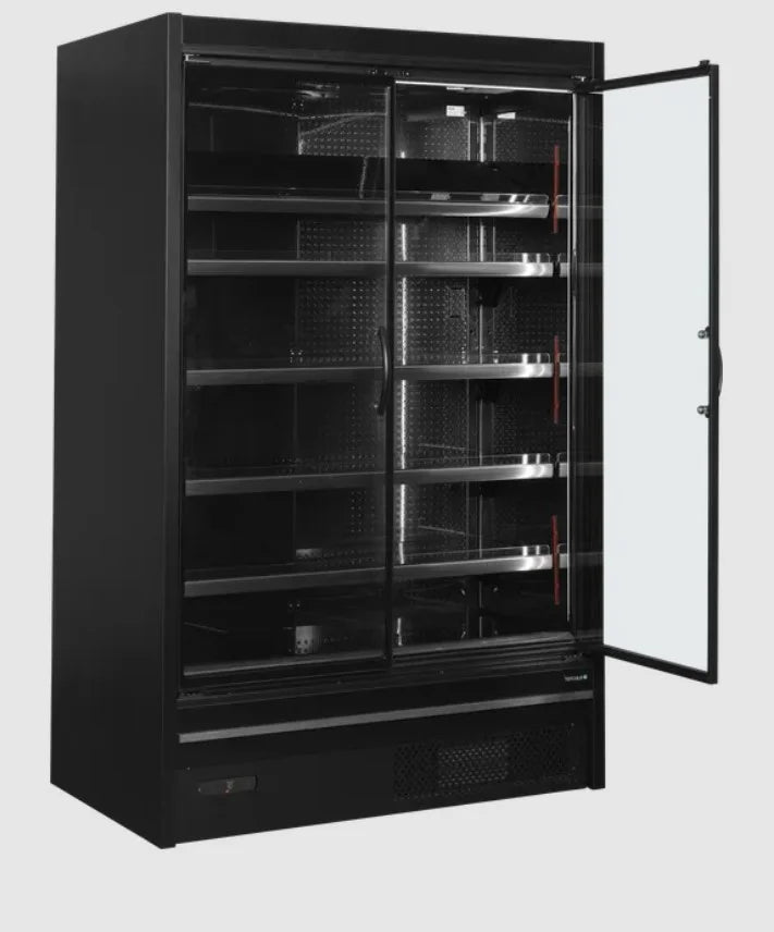 Tefcold Vitrine murale réfrigérée de supermarché Multideck MDCA1250HB noire, 1330 mm