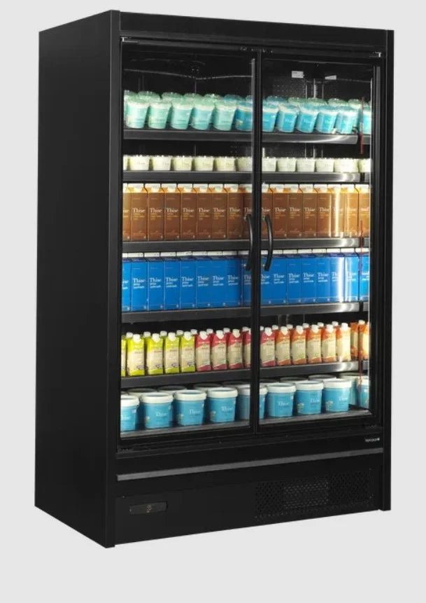 Tefcold Vitrine murale réfrigérée de supermarché Multideck MDCA1250HB noire, 1330 mm