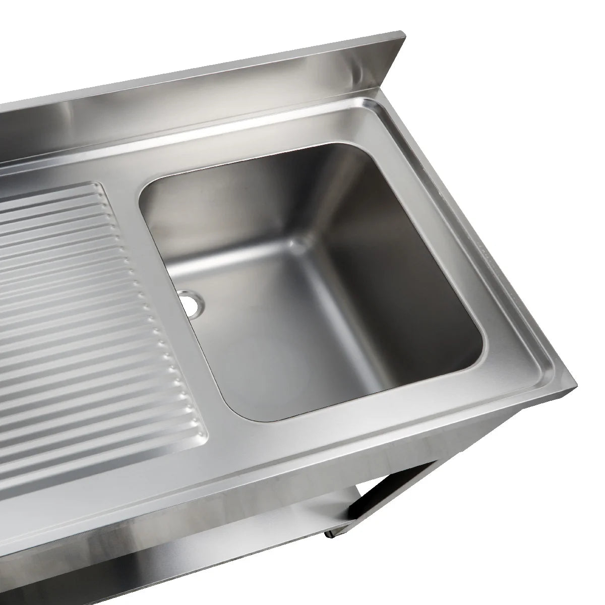 Table de lavage Basic 12x6 avec une cuve à droite, dosseret et étagère inférieure