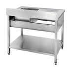 Table de lavage Basic 12x6 avec une cuve à droite, dosseret et étagère inférieure