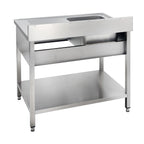 Table de lavage Basic 12x7 avec 1 cuve à gauche, Dosseret et étagère inférieure