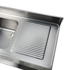 Table de lavage Basic 12x7 avec 1 cuve à gauche, Dosseret et étagère inférieure