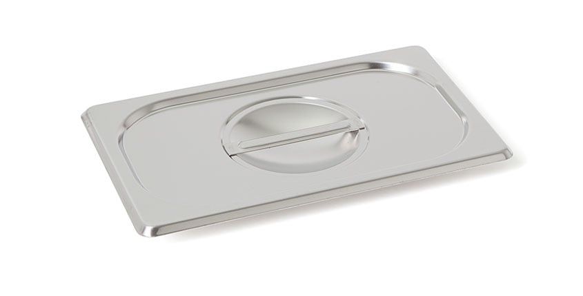 Couvercle GN 1/4 Rieber en acier inoxydable avec logement pour cuillère et poignée encastrée, mod. 1411, A-L