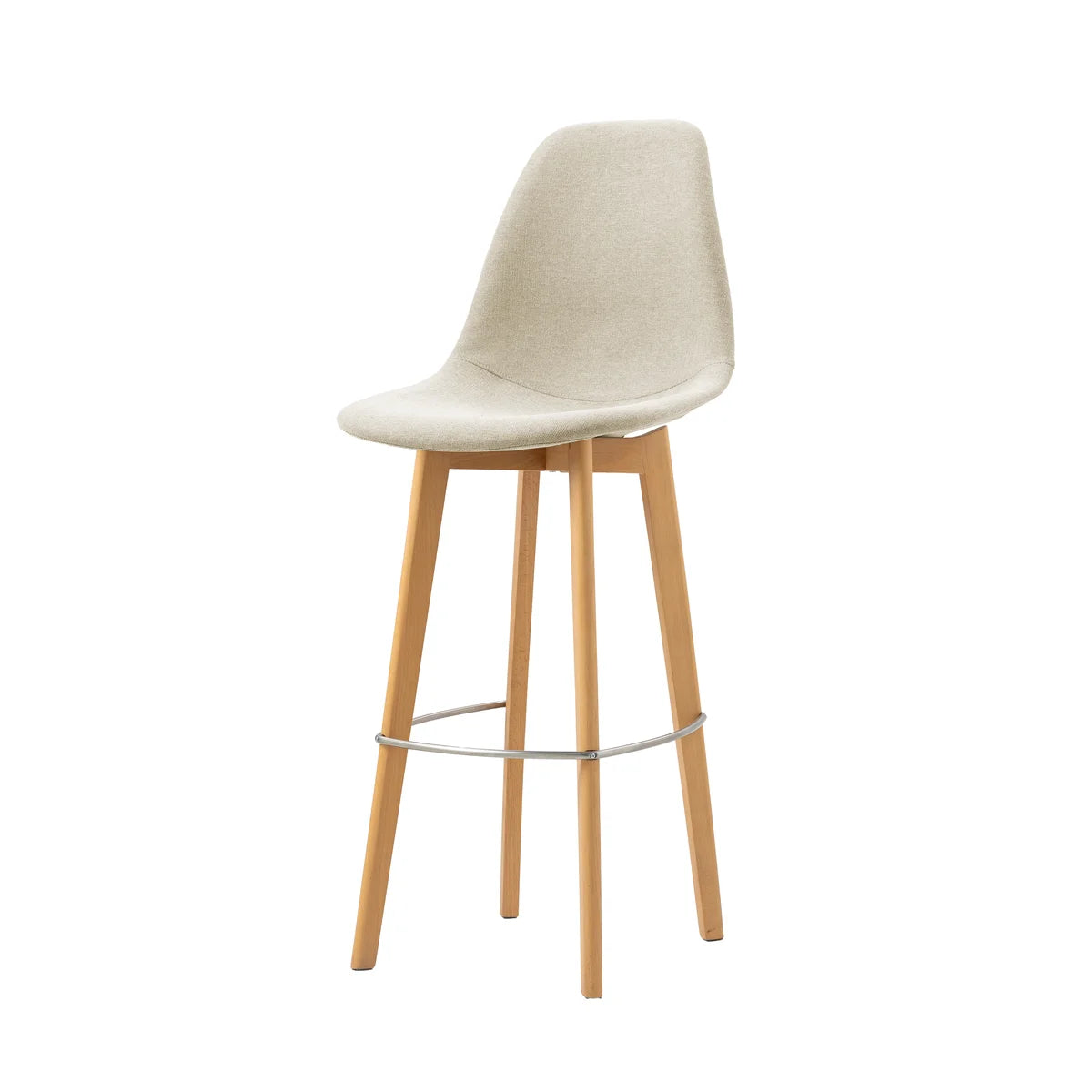 Tabouret de bar empilable rembourré FEROS Keeve - bois / beige