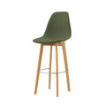 Tabouret de bar empilable rembourré FEROS Keeve - bois de bouleau / vert