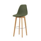 Tabouret de bar empilable rembourré FEROS Keeve - bois de bouleau / vert