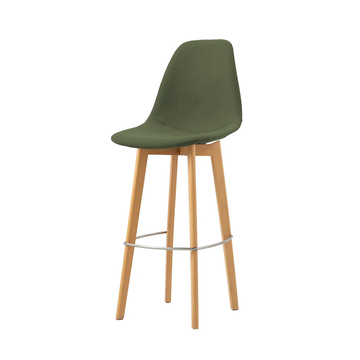 Tabouret de bar empilable rembourré FEROS Keeve - bois de bouleau / vert