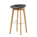 Tabouret de bar empilable FEROS Keeve - coque d’assise basse, rembourrée - bois / gris foncé
