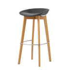 Tabouret de bar empilable FEROS Keeve - coque d’assise basse, rembourrée - bois / gris foncé