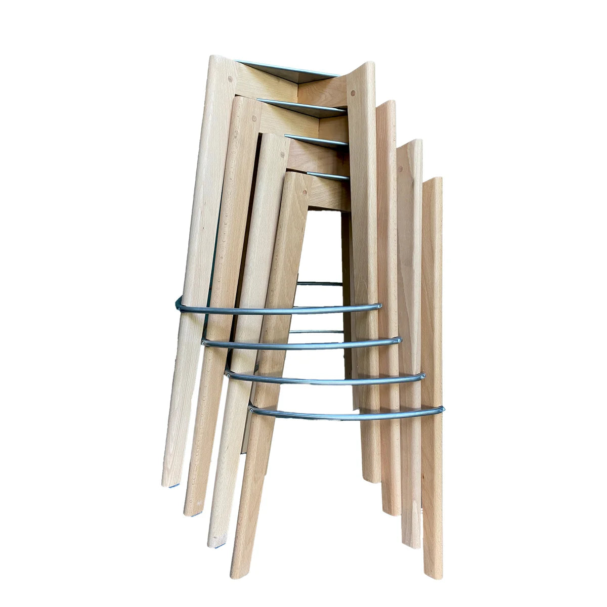 Tabouret de bar empilable FEROS Keeve - coque d’assise basse, rembourrée - bois / gris foncé