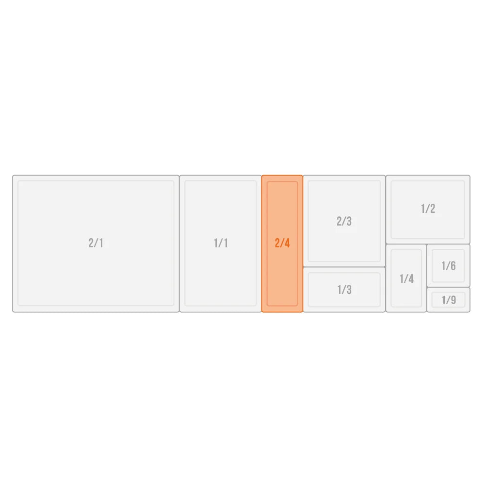 Bac GN Rieber en acier inoxydable GN 2/4 - 65 mm, capacité : 3,3 litres, Mod. 24 065