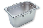 Bac GN Rieber en acier inoxydable GN 1/4 avec poignées encastrables - 150 mm, capacité : 3,6 litres, Mod. 14 150 F