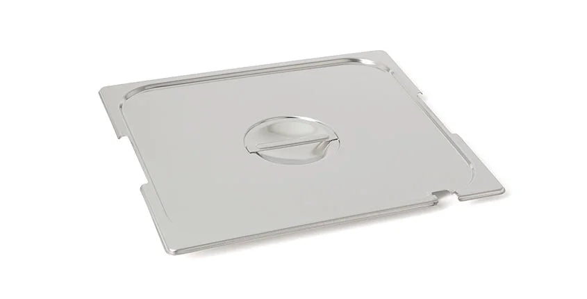 Couvercle GN 2/3 en inox Rieber avec encoche pour cuillère, découpe pour poignée et poignée encastrée, mod. 2311 A, A-L-G
