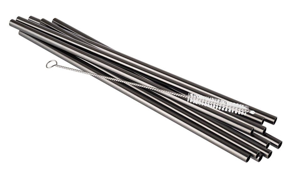 Pailles à boire APS SMALL en acier inoxydable - bronze rouge, 10 pièces, y compris une brosse de nettoyage