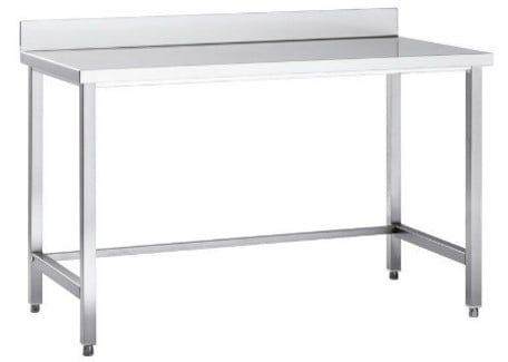 Table de travail en inox Eco 20x7 sans étagère basse, avec dosseret