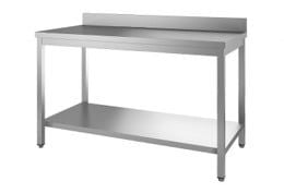 Table de travail ECO en inox adossée avec étagère basse 12 x 6