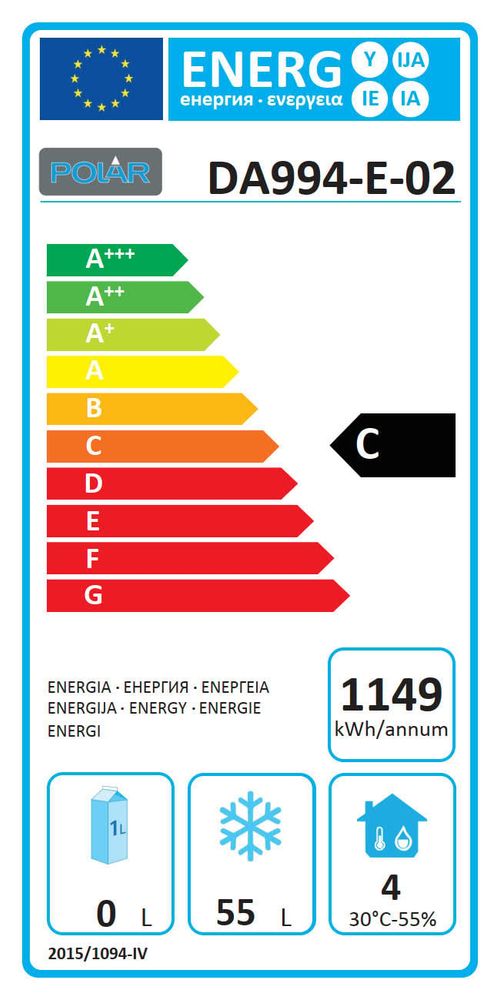 Soubassement double réfrigération 1 tiroir Polar Série U 2x GN 1/1