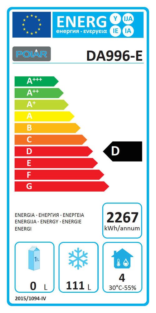 Soubassement double réfrigération 2 tiroirs Polar Série U 4x GN 1/1