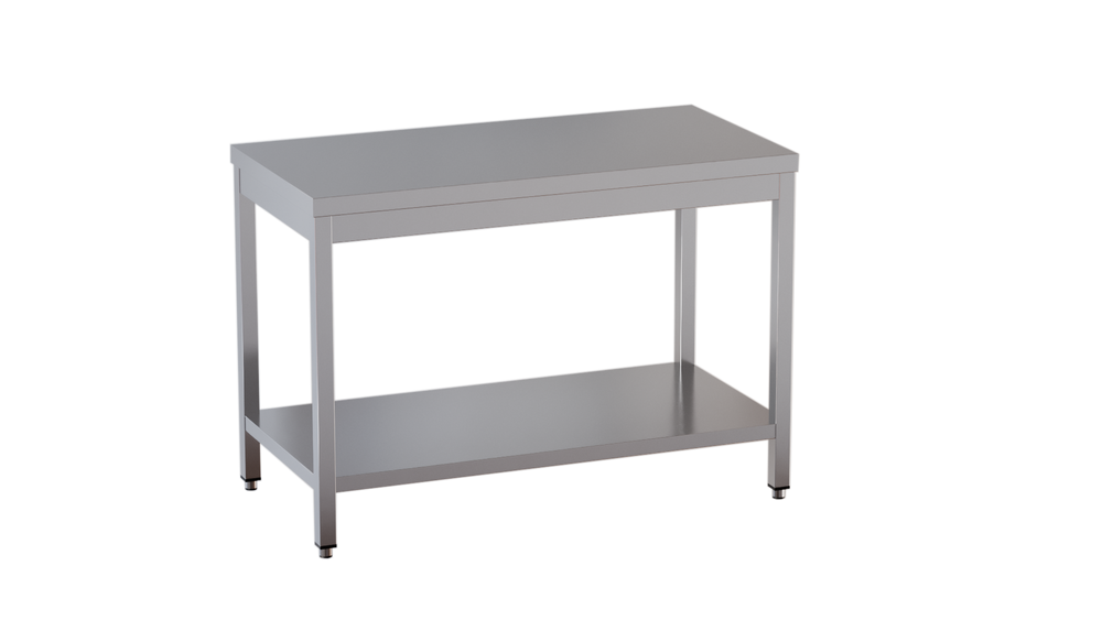 Table de travail ECO en inox avec étagère basse 20 x 6