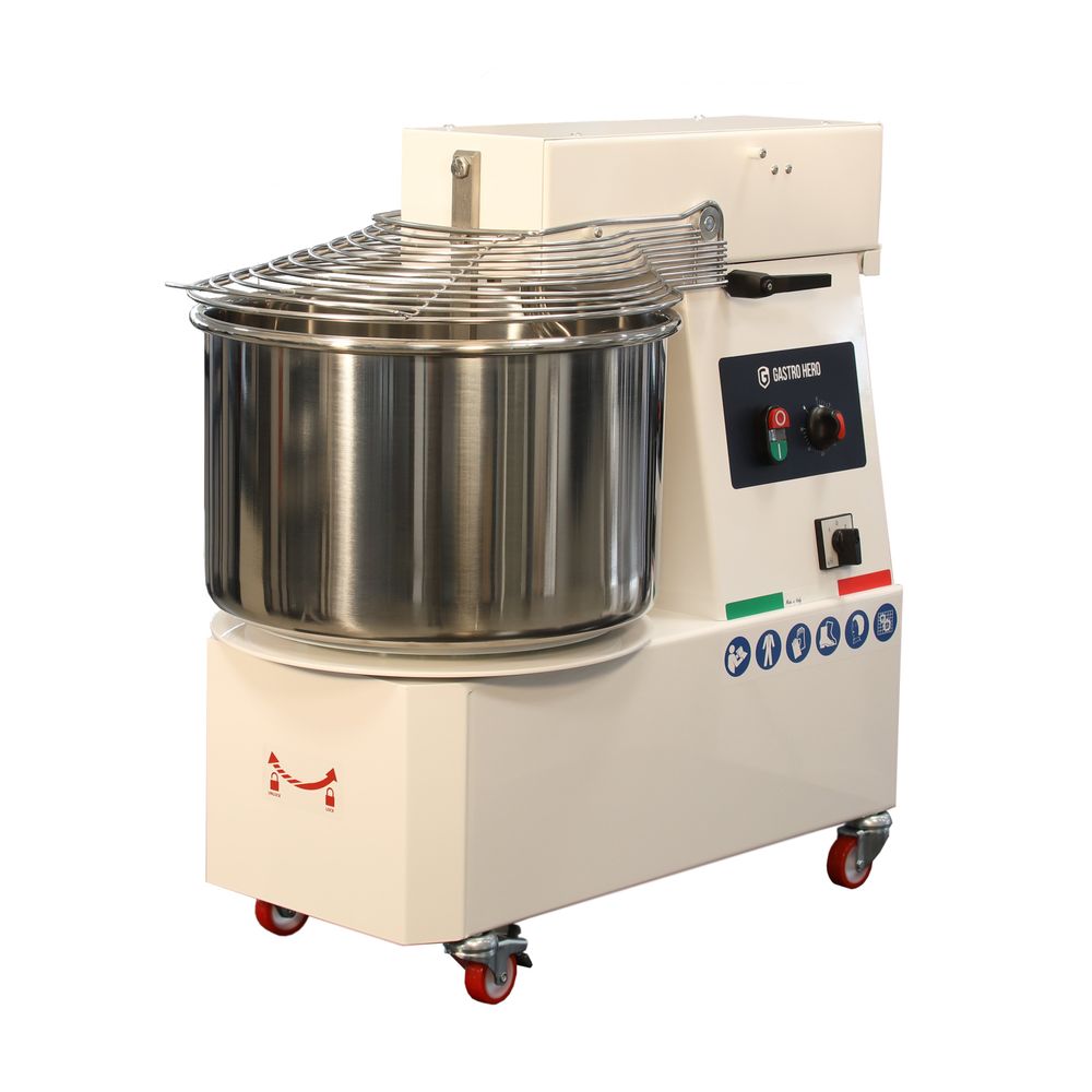 Pétrin à spirale PROFI 42 litres 400V avec roulettes - tête réglable et 2 vitesses