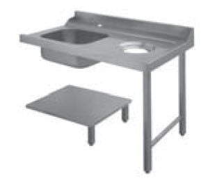 Table d'écoulement Dexion à droite avec évier et trou de vidange