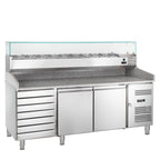 Table pizzaïolo ECO 2/7 avec présentoir réfrigéré 10 x GN 1/4